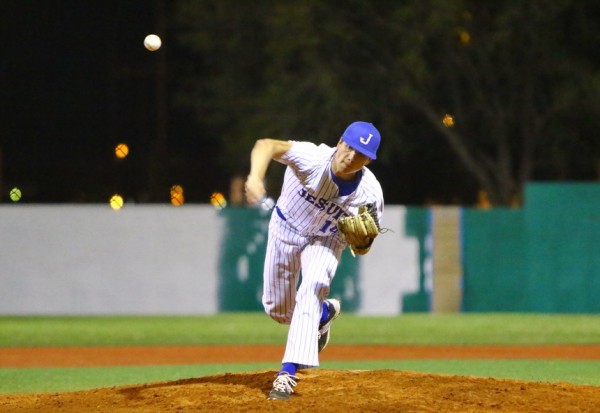 Mason Mayfield pitched a complete game (six innings), giving up a lone run in the bottom of the fourth. He held the Pats to three hits and struck out six.