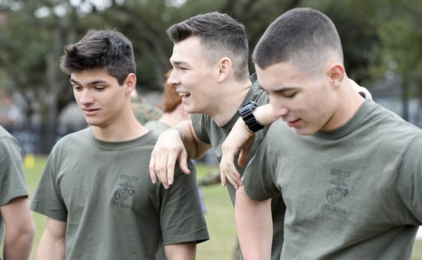 From left, sophomore Nick Tanet, senior Noah Griffin, and junior Mel Allen take a breather after one of the tests. (Photos by Jeff Strout and senior Will Strout)