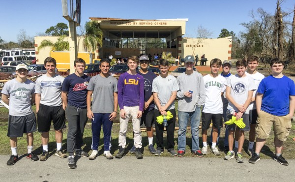 Sophomore Luke Eccles, sophomore Logan Andrews, sophomore Nick Dupuy, sophomore Chris Tadros, sophomore Andrew Ward, sophomore Zack Charneco, sophomore Blaine Calcagno, sophomore Will Cronvich, junior Andrew Ryan, Mr. Dave Storm, sophomore Harrison LeBlanc, junior Aidan Roberts, and senior Cal Adams.