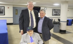 Dan Barrett '34, Patrick Dye, and alumni director Mat Grau '68