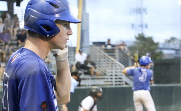 Pitcher/first baseman Will Hellmers, who bats third for the Oilers, had an impressive performance both on the mound and at the plate in Retif's 4-1 victory in the first game of the championship series against Gauthier Amedee.